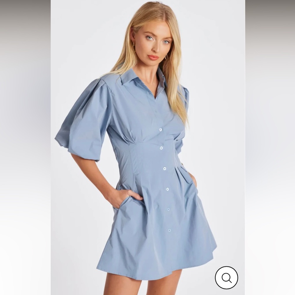Anthropology / bishop + young Light Blue Puff Sleeve Shirt Dress